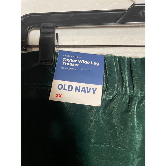 NWT Old Navy Green Velvet Taylor Wide Leg Pants High Rise Trousers Womens 2X - Picture 14 of 16